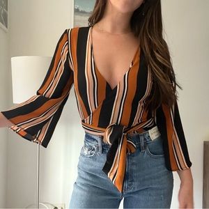 Striped tie crop top